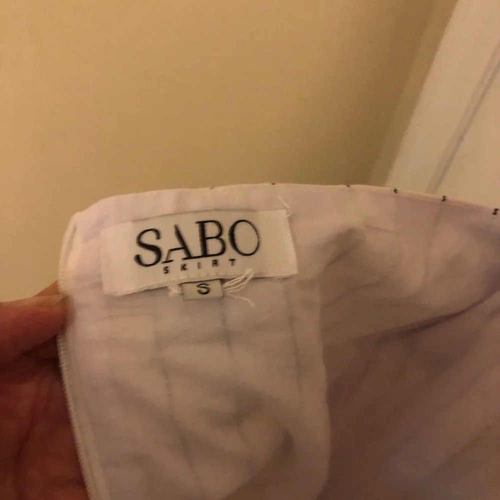 Sabo Skirt Dress Strapless White and Blue Wrap Skirt - Picture 7 of 13